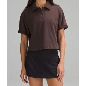 Lululemon Heavyweight Cotton Short-Sleeve Cropped Polo Shirt Size 4
